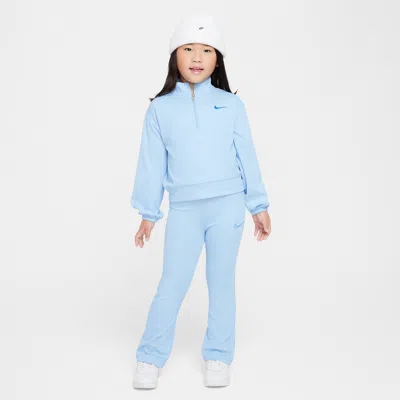 Nike Game, Swoosh, Match! Little Kids' Quarter-zip Ribbed Top And Leggings Set In Blue