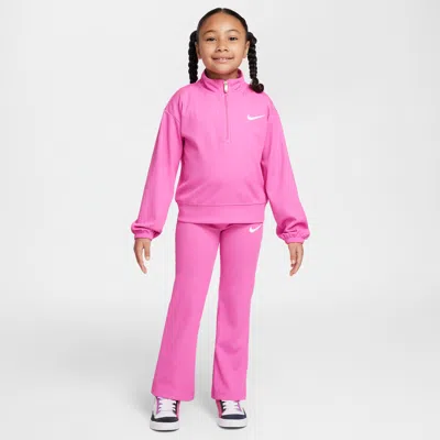 Nike Game, Swoosh, Match! Little Kids' Quarter-zip Ribbed Top And Leggings Set In Pink