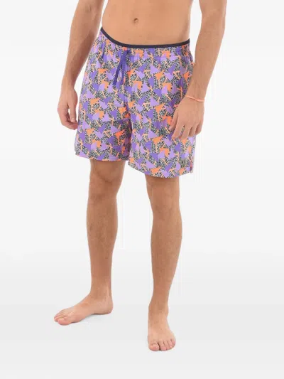 Nike Geometric-pattern Drawstring Swim Shorts In Purple