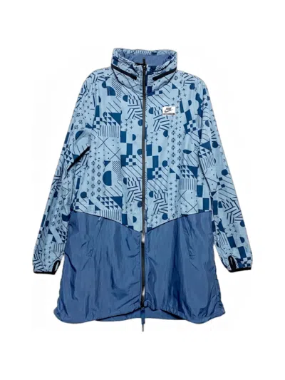 Nike Geometric-print Full-zip Parka Jacket In Blue