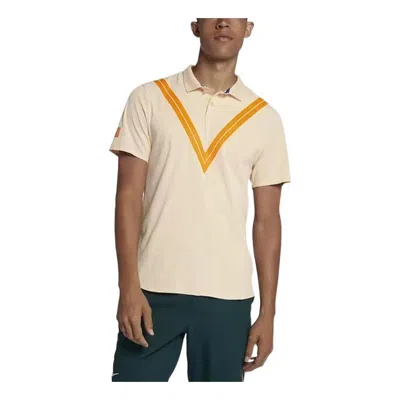 Nike Geometry Pattern Short Sleeve Polo Shirt Yellow In Neutral