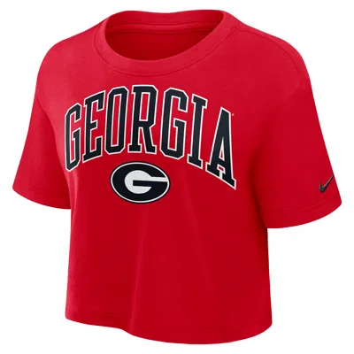 NIKE GEORGIA ATHLETIC PREP ARCH  WOMEN'S DRI-FIT COLLEGE CROPPED T-SHIRT,1015855673