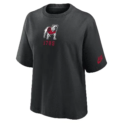 Nike Georgia Bulldogs Legacy Established Boxy  Women's College T-shirt In Black