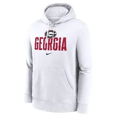 Nike Georgia Bulldogs Primetime Club Campus  Men's College Pullover Hoodie In White