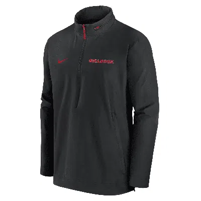 Nike Georgia Bulldogs Sideline Coach  Men's College 1/2-zip Hooded Jacket In Black,red