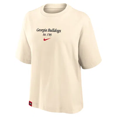 Nike Georgia Established Tag Boxy  Women's College T-shirt In Neutral