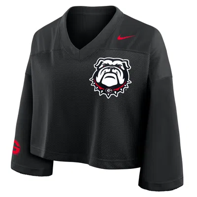 Nike Georgia Jersey  Women's Dri-fit College Cropped Top In Black