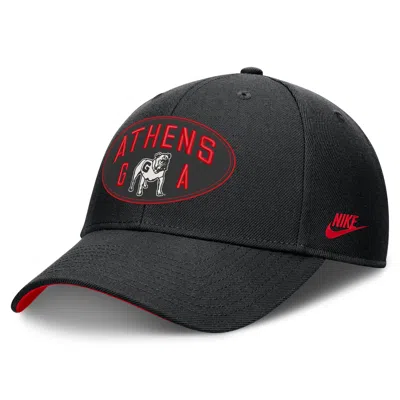Nike Georgia Legacy Letter & Location Rise  Unisex Dri-fit College A-frame Adjustable Hat In Black