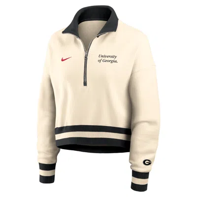 Nike Georgia Legacy  Women's College Cropped 1/4-zip Crew In Brown