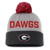Nike Men's Gray/black Georgia Bulldogs Primetime Peak Cuffed Knit With Pom Hat In Black