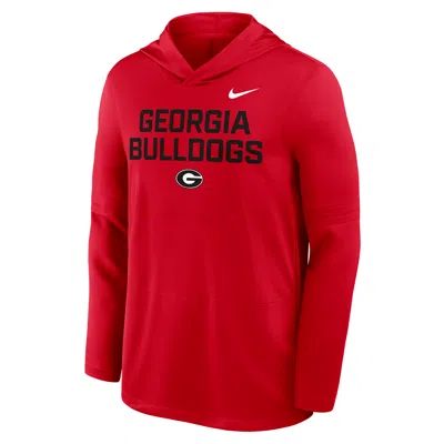 Nike Red Georgia Bulldogs 2025 Sideline Performance Long Sleeve Hoodie T-shirt