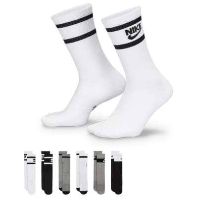 Nike Gfx 6 Pack Crew Socks In Black/grey/white