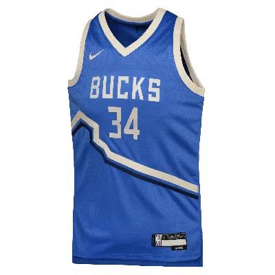 Nike Giannis Antetokounmpo Milwaukee Bucks 2024/25 City Edition Big Kids'  Dri-fit Nba Swingman Jersey In Blue