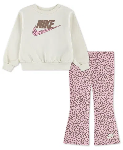 Nike Kids' Girls 2t-4t 2-piece Wild Warmth Printed Top And Leggings Set In Multi