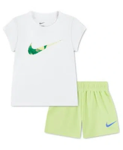Nike Kids' Girls 2t 6x Move With Nature Crewneck T Shirt Mesh Shorts 2 Piece Set In Multi