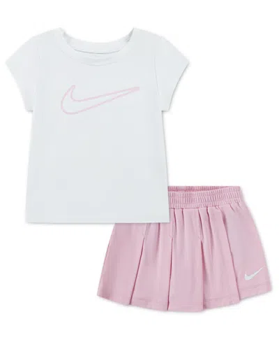 Nike Babies' Girls' 2t-4t All Day Play T-shirt And Skort, 2-piece Set In Multi