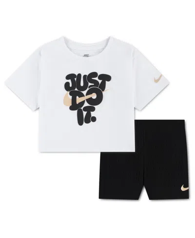 Nike Girls' 2t-4t Short-sleeve T-shirt And Shorts, 2-piece Set In Multi