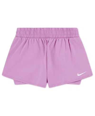 Nike Kids' Girls' 4-6x Dri-fit Play All Day Swing Elastic Waistband Shorts In Purple