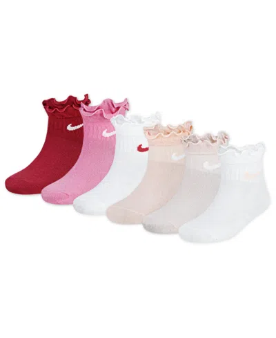 Nike Kids' Girls 4-7 Ruffle Detail Ankle Socks, 6-pack In Multi