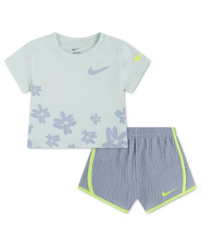 Nike Kids' Girls' 4-6x Bold Play Short-sleeve T-shirt And Shorts, 2-piece Set In Multi