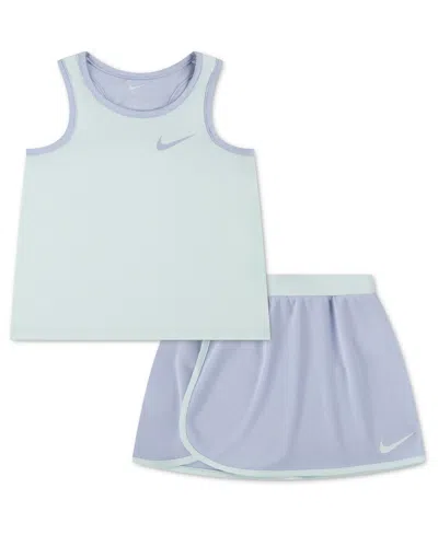 Nike Kids' Girls' 4-6x Dri-fit Color-blocked Tank Top And Skort, 2-piece Set In Multi