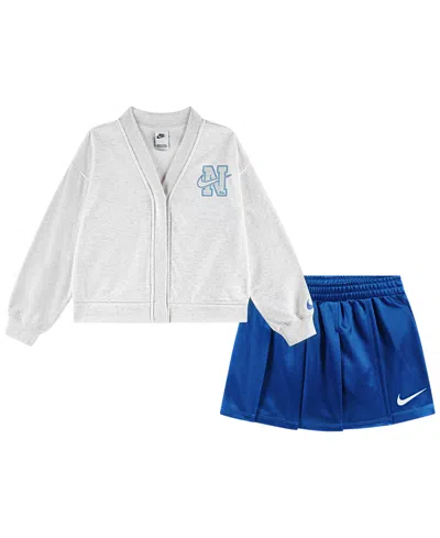 Nike Kids' Girls' 4-6x Juxta Top And Skort, 2-piece Set In White