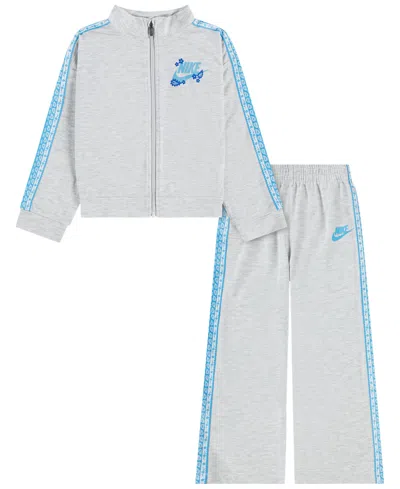 Nike Girls' 4-6x Retro Remix Jacket And Pants, 2-piece Set In Gray