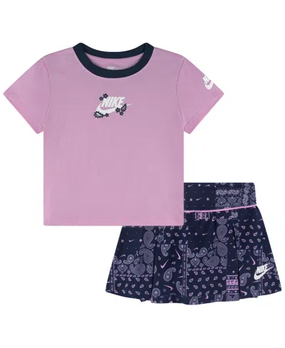 Nike Kids' Girls' 4-6x Retro Remix Top And Shorts, 2-piece Set In Pink