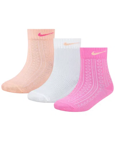 Nike Kids' Girls' 4-7 Easy Breezy Pointelle Socks, 3-pack In Orange