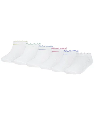 Nike Kids' Girls' 4-7 Lettuce Welt No-show Socks, 6-pack In White
