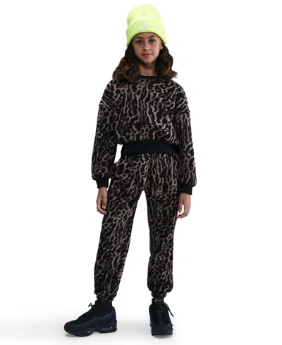 Nike Kids' Girls 7-16 Boxy Printed Crewneck Sweatshirt In Black