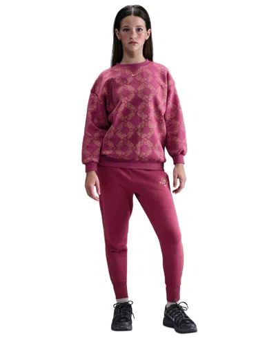 Nike Kids' Girls 7-16 Oversized Fleece Crewneck Sweatshirt In Pink