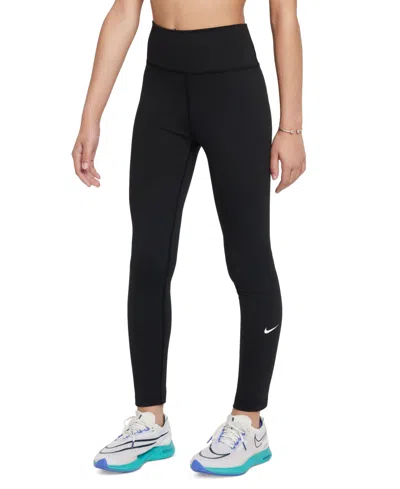 Nike Kids' Girls 7-20 One Dri-fit High-waisted Leggings In Black