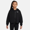 Nike Women's Air Girls' French Terry Full-zip Hoodie In Black/white