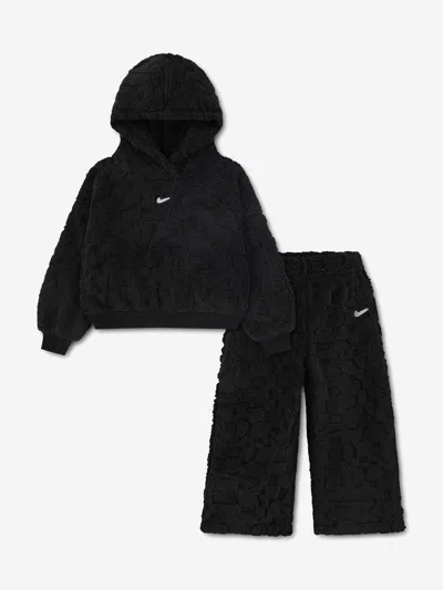 Nike Babies'  Girls Cozy Po Hood Tracksuit In Black