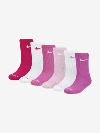 Nike Babies'  Girls Df Performance Basic Crew Socks Set In Multi