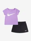 Nike Little Girls 2-pc. Dri-fit Logo Tee & Scooter Set In Purple