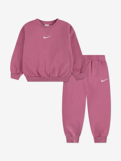 Nike Babies'  Girls Essential Fleece Tracksuit In Brown
