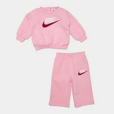 Nike Babies' Girls' Infant Futura Crewneck Sweatshirt And Sweatpants Set In Pink