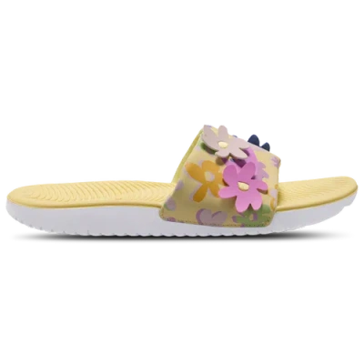Nike Kids' Girls Kawa Slides Se In Silt Red/soft Yellow/light Magenta