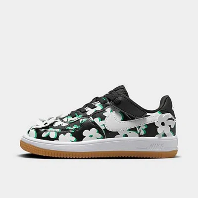 Nike Girls' Little Kids' Air Force 1 Lv8 Floral Casual Shoes (8c-3y) In Black/spring Green/gum Light Brown/white