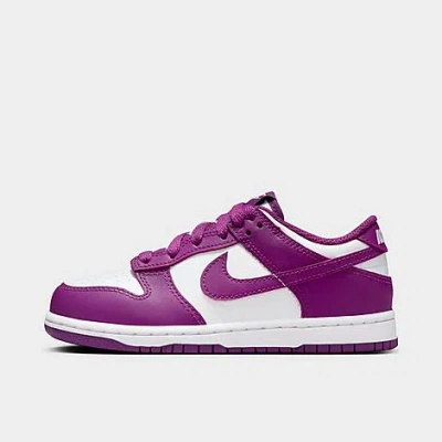 Nike Girls' Little Kids' Dunk Low Casual Shoes In White/viotech/white