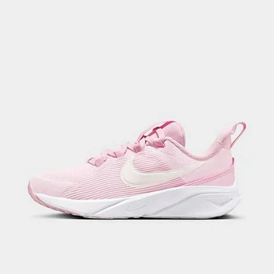 Nike Girls' Little Kids' Star Runner 4 Stretch Lace Running Shoes In Pink Foam/white/summit White