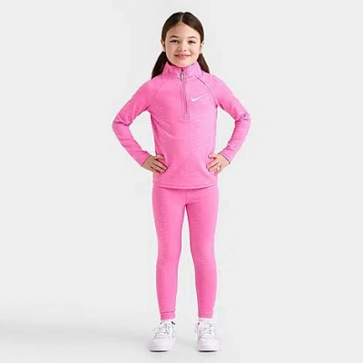 Nike Girls' Little Kids' Swoosh Motion Quarter-zip And Leggings Set In Playful Pink
