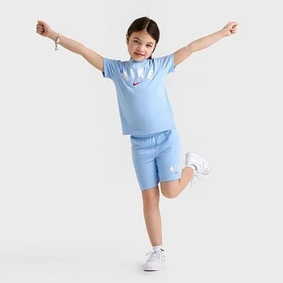 Nike Girls' Little Kids' T-shirt And Shorts Set In Light Blue