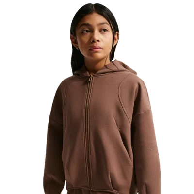 Nike Kids' Girls Mavn Techfit Knit Fz Hoodie In Brown