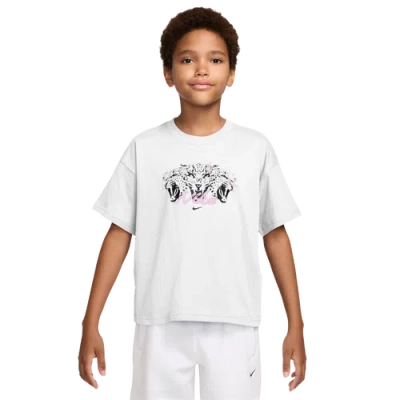 Nike Kids' Girls  Boxy Leopard T-shirt In White