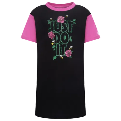 Nike Kids' Girls  Boxy Short Sleeve Dress In Black/black