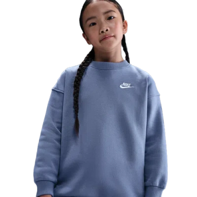 Nike Kids' Girls   Club Fleece Oversized Crew Lbr In Blue