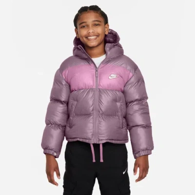 Nike Girls   Hoodie In White/plum Dust/pink Flamingo